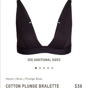 SKIMS NWT - Cotton Plunge Bralette - Soot - Size S